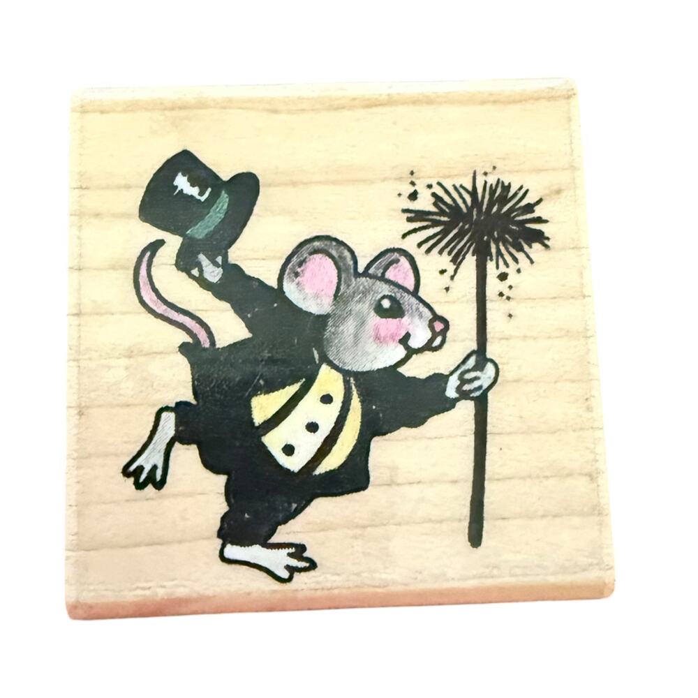 Stampendous Vintage 1995 C125 Chimney Sweep Mouse Rare Unused Rubber Stamp